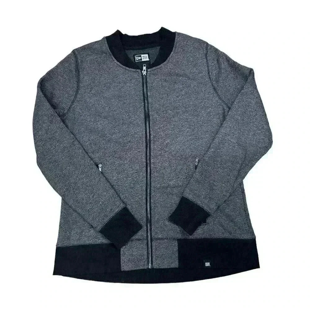 New Era Women's Gray Bomber Jacket Full-Zip with Pockets Size L